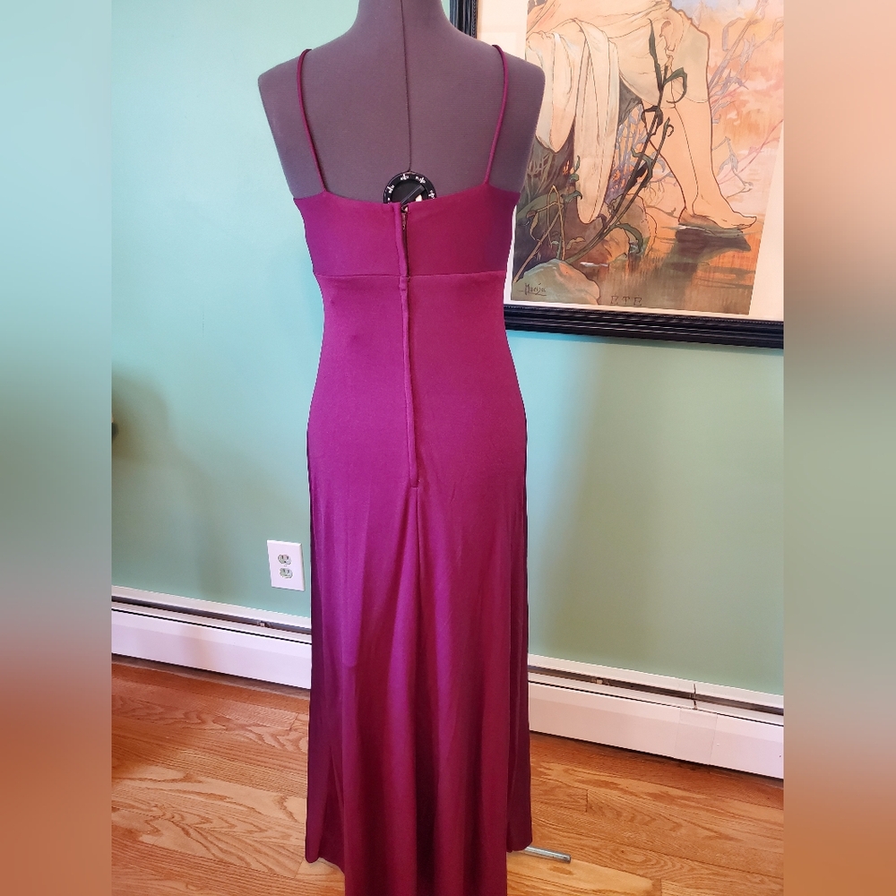 Vintage 70s Union Made Wine Color Evening Gown - Picture 4 of 11